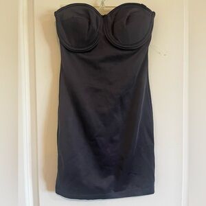 Vintage Frederick's of Hollywood Black Strapless shapewear dress rare